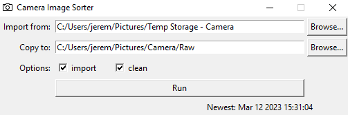 CameraImageSorter interface